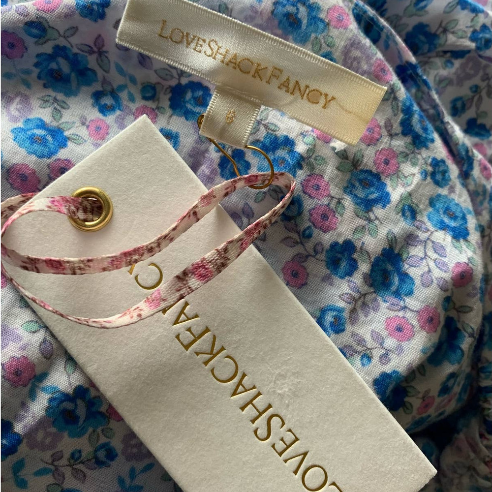 LoveShackFancy Angie Dress Midi Floral Crushed Blueberries, size 6, NWT - Picture 12 of 12